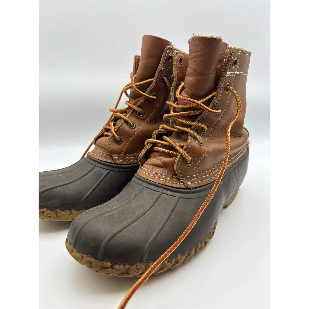 LL Bean Waterproof Leather Hunting Rain Duck Boots Mens 9 Brown Utility Outdoor